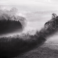 Buy canvas prints of Black and white mist landscape by Simon Bratt LRPS
