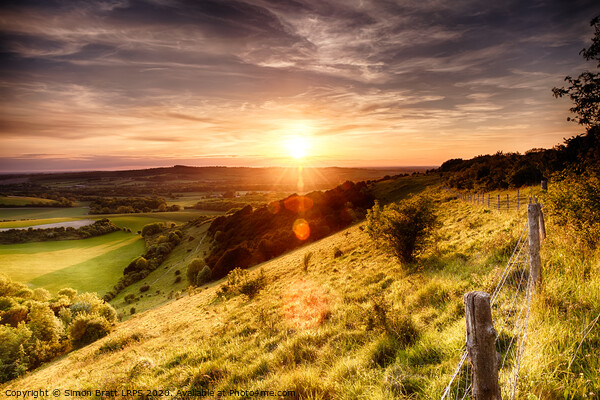 Winchester hill fence sunset Picture Board by Simon Bratt LRPS