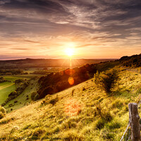 Buy canvas prints of Winchester hill fence sunset by Simon Bratt LRPS