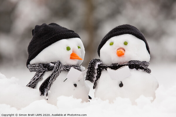 Two little snowmen Picture Board by Simon Bratt LRPS