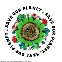 Buy canvas prints of Planet earth icon with slogan by Simon Bratt LRPS