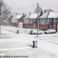 Buy canvas prints of Snow blizzard street scene in rural Norfolk by Simon Bratt LRPS