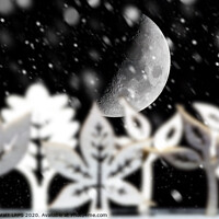 Buy canvas prints of Fantasy winter snow scene with moon by Simon Bratt LRPS