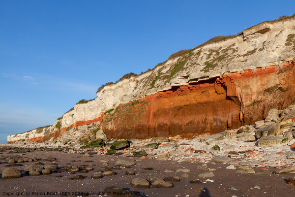 Red rock cliffs in Hunstanton Norfolk UK Picture Board by Simon Bratt LRPS
