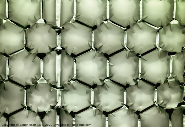 Hexagonal green bubble textured background Picture Board by Simon Bratt LRPS