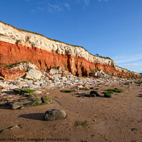 Buy canvas prints of Red rock cliffs on Hunstanton beach Norfolk UK by Simon Bratt LRPS