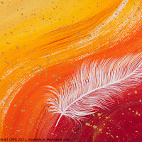 Buy canvas prints of Spiritual white feather with orange wave by Simon Bratt LRPS
