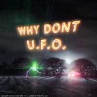 Buy canvas prints of Why dont UFO humour alien design by Simon Bratt LRPS