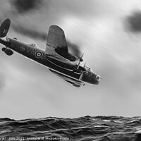 Buy canvas prints of Lancaster bomber crashing into the sea BW by Simon Bratt LRPS
