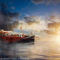 Buy canvas prints of Old lifeboat at sea in Norfolk by Simon Bratt LRPS