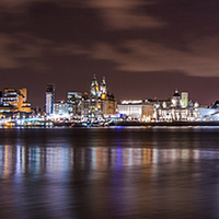 Buy canvas prints of   Liverpool night skyline by Paul Greenhalgh