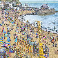Buy canvas prints of Viking Bay beach fun by Ernie Jordan