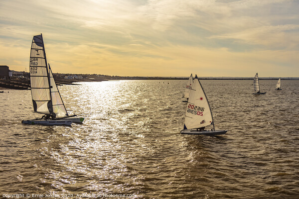 late afternoon sailing Picture Board by Ernie Jordan