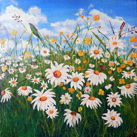 Buy canvas prints of  Daisies in the Meadow by Dawn Rigby