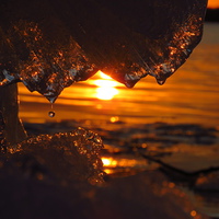 Buy canvas prints of  Water droplet with sunset by Jeffrey Greenwood