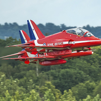 Buy canvas prints of  Red Arrows pair take off low by Max Stevens