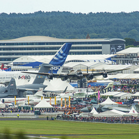 Buy canvas prints of  City of Lincoln takes off from Farnborough airsho by Max Stevens