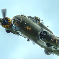 Buy canvas prints of B17 Sally B banking in for another pass by Max Stevens