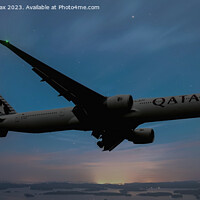 Buy canvas prints of Qatar airways boeing 777 by Derrick Fox Lomax