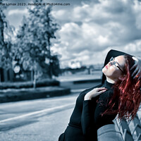 Buy canvas prints of Fiery redhead in Urban Manchester by Derrick Fox Lomax