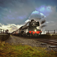 Buy canvas prints of The flying scotsman locomotive by Derrick Fox Lomax