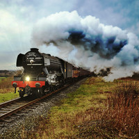 Buy canvas prints of The flying scotsman locomotive by Derrick Fox Lomax