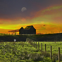 Buy canvas prints of  Old barn in countryside by Derrick Fox Lomax