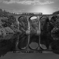 Buy canvas prints of Train over the river viaduct by Derrick Fox Lomax