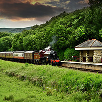 Buy canvas prints of Steam train Hughes Crab 13065 at irwell vale by Derrick Fox Lomax