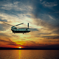 Buy canvas prints of chinook over the sea by Derrick Fox Lomax
