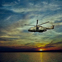 Buy canvas prints of AW101 merlin helicopter over the sea  by Derrick Fox Lomax