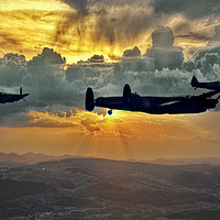 Buy canvas prints of Lancaster bomber and spitfires by Derrick Fox Lomax