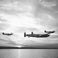 Buy canvas prints of Lancaster bomber and spitfires by Derrick Fox Lomax