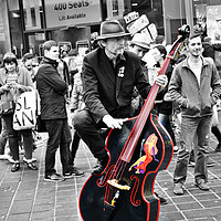Buy canvas prints of Musician in liverpool by Derrick Fox Lomax