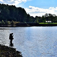 Buy canvas prints of Fly fishing on the lake by Derrick Fox Lomax
