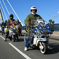 Buy canvas prints of  Southport Scooter Riders by Derrick Fox Lomax
