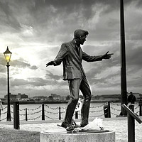 Buy canvas prints of Billy fury statue liverpool by Derrick Fox Lomax
