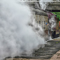 Buy canvas prints of HDR of east lancs railway at bury by Derrick Fox Lomax