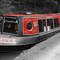 Buy canvas prints of Canal Barge at hebden bridge by Derrick Fox Lomax