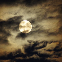 Buy canvas prints of full moon in a cloudy Arbroath night by aidan dunbar