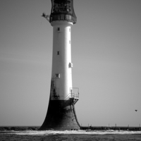 Buy canvas prints of  Bellrock lighthouse Arbroath in b&w by aidan dunbar