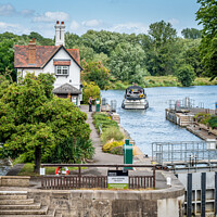 Buy canvas prints of Leaving Goring Lock  by Mark Poley