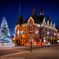 Buy canvas prints of Christmas Tree and Town Hall, Wokingham, Berkshire by Mark Poley