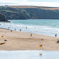 Buy canvas prints of Safe Bathing at Broad Haven Beach, Pembrokeshire,  by Mark Poley