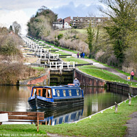 Buy canvas prints of Caen Hill Locks on the Kennet and Avon Canal by Mark Poley