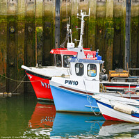 Buy canvas prints of Fishing Boats in Whitby Harbour by Mark Poley