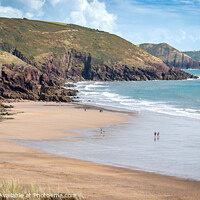 Buy canvas prints of Freshwater East Looking towards Old Castle Head by Mark Poley
