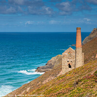 Buy canvas prints of Tin mine on the cliffs of Cornwall near St Agnes by Chris Warham