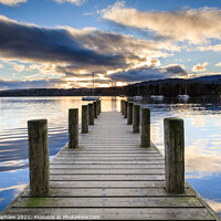 Buy canvas prints of Ambleside jetty at sunset by Chris Warham