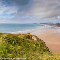 Buy canvas prints of Rhossili Beach on the Gower peninsular panoramic v by Chris Warham